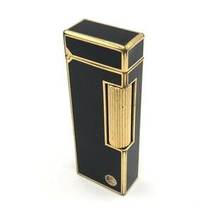 12.27MK-E1032★dunhill ガスライター★ダンヒル ブラック ゴールド ローラー lighter 喫煙具 ブランド DE0/DH0