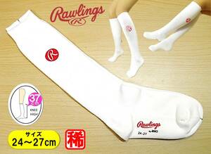 [Legwear ★ Неиспользуемый] Логотип Rawlings Red Circle ◆ Большой размер ◆ Белые плоские вязаные носки ◆ 26-28 см ◆ Длина 40 см ◆ Бейсбол под носками ◆ Редкий ◆