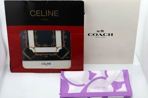 【未使用】　CELINE(セリーヌ)　＆　COACH(コーチ)　ハンカチ　スカーフ　CC　馬車　まとめて