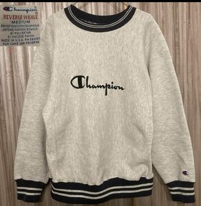 champion 希少90s USA製！！リバースウィーブ　刺繍ロゴ！！グレー