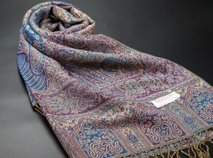 WINTER PASHMINAS◆KV-3444 極上 カシミア 金糸 厚手【パープル系/ARABIA】大判 ストール/マフラー Scarf/ Stall