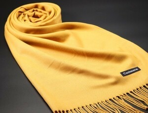 WINTER PASHMINAS◆KW-C117 極上 カシミア【マスタード/無地】大判 ストール/マフラー Cashmere Scarf/ Stall