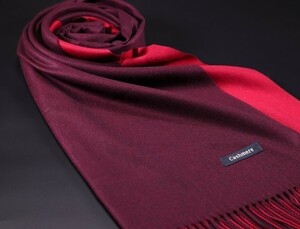 WINTER PASHMINAS◆KW-R404 極上 カシミア【ダークレッド/レッド/無地 リバーシブル】大判 ストール/マフラー Scarf/ Stall