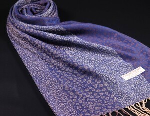 WINTER PASHMINAS◆KV-3115 極上 カシミア【オリエンタルブルー系/リトルレオパード】大判 ストール/マフラー Scarf/ Stall