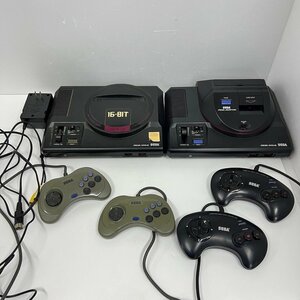 通電確認 SEGA/セガ MEGA DRIVE/メガドライブ 16BIT 本体 コントローラー HAA-2510 メガアダプター レトロゲーム