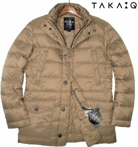 新品 冬物 撥水 XL 定価2.2万▼ TAKA:Q タカキュー販売 ナショナルブランド ナイロン ダウンジャケット ハーフ丈 カーキベージュ TAKA-Q LL