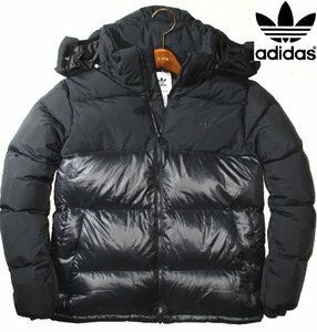 新品 冬物 M or L or XL 定価2.75万▼ アディダスオリジナルス adidas originals ▼ フード付き ダウンジャケット 黒 メンズ O 2L