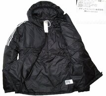 新品 冬物 XO BIGサイズ 2XL ▼ アディダス adidas ▼ フード付き ダウン調 中綿入り ブルゾン ジャケット 黒 ブラック メンズ 3L_画像3