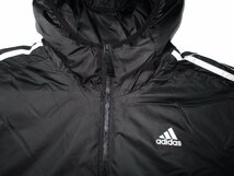 新品 冬物 XO BIGサイズ 2XL ▼ アディダス adidas ▼ フード付き ダウン調 中綿入り ブルゾン ジャケット 黒 ブラック メンズ 3L_画像8