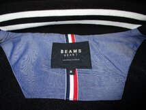 新品ラス1 厚手 起毛 M ▼ ビームス BEAMS HEART メルトン生地 立衿 フード内臓 ジャケット ブルゾン ヘリンボーン トリコロール 紺 メンズ_画像7