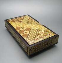 C16◆寄木細工 煙草入れ シガレットケース 19.5×11.5cm 精巧細工 からくり細工 伝統工芸 検:箱根 寄木_画像9