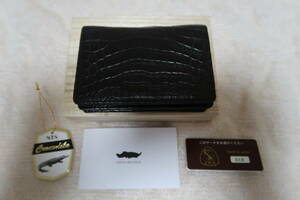 【送料無料】 東京クロコダイル マットクロコダイル 名刺入れ 日本製 カードケース 無双 ワニ革 ブラック 超美品