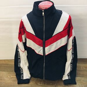 ヨーロッパ古着　リバーアイランド　RIVER ISLAND EUR36 裏メッシュ　スリートーン　ナイロンジャケット　ネイビー×ホワイト×レッド　