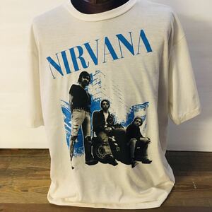 90年代バンド　ニルヴァーナ　Nirvana カートコバーン　XL バンドTシャツ　ロックTシャツ　ホワイト　.