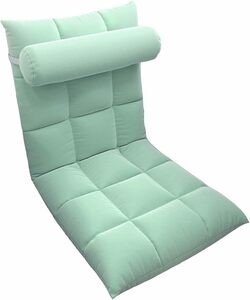 座椅子 ５段階 グリーン おしゃれ リクライニング 枕付き コンパクト テレワーク ローソファー チェア 座いす チェアー 1人掛け 一人用