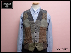 Harris Tweed лоскутное шитье жилет *L* Harris твид /@A1/23*12*1-3