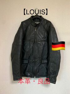 【LOUIS】シングルライダースジャケット 黒 本革 レザー 52L/LL 良品