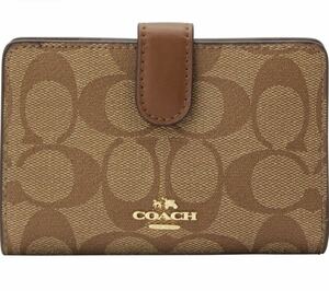 コーチ COACH 二つ折り財布 カーキ×サドル2 シグネチャー F23553 シグネチャー PVC 財布