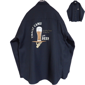 5175/美品 CULTURE MIX 長袖シャツ LL●洗濯プレス済●ネコポス可●ワークシャツ 前後刺繍 PUB CRAFT BEER FINALLY CAME 古着