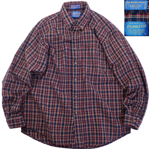 5212/美品 PENDLETON ウール シャツ L(実質M) [SIR PENDLETON]チェック柄 PURE VIRGIN WOOL100% USAファブリック ペンドルトン古着