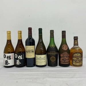 W122(8485)-510【愛知県内のみ発送、同梱不可】お酒 7点まとめ 焼酎 ブランデー ウイスキー 果実酒 NAPOLEON / CHIVAS REGAL / 佐藤 他