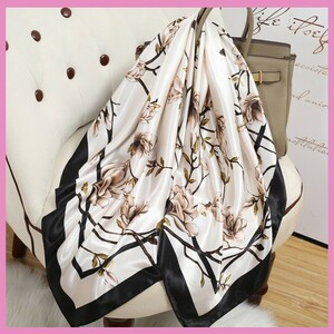 * last 1 point * silk Touch white large size scarf satin head scarf neck scarf hair LAP scarf travel back scarf 