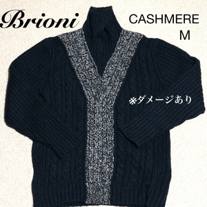 Brioni ハーフジップ カシミヤ ハイネックニット M/ブリオーニ カシミア100％ ローゲージ/※ダメージあり