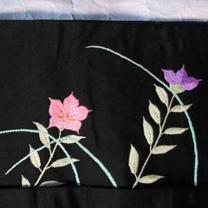 牡丹 桔梗 菊紅葉の花いかだ 総刺繍 アンティーク名古屋帯の画像4
