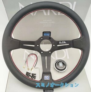 レザーステアリング スポーツステアリングホイール ハンドル PVCレザー 350mm 14インチ