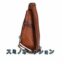 人気推薦★レトロ風 左右肩掛け替え 本革 メンズ ボディバッグ ヌメ革 牛革 レザー ワンショルダーバッグ おしゃれ 自転車 鞄_画像4