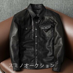 新品★羊革 レザージャケット 柔らかい ジャケット ライダース 本革 メンズファッション 革ジャン 春　Ｍ～4XL 黒