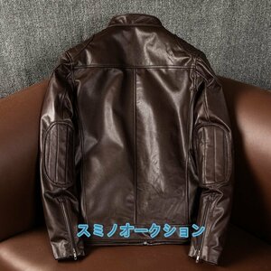 秋冬新作★ 羊革　レザージャケット バイクジャケット ライダース 本革 メンズファッション 革ジャン ブラウンＭ～5XL