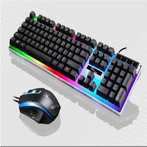 【未使用】ゲーミング キーボード マウス セット 有線 防塵 USB G21B Fashion Office Cool Gaming Keyboard LEDバックライト