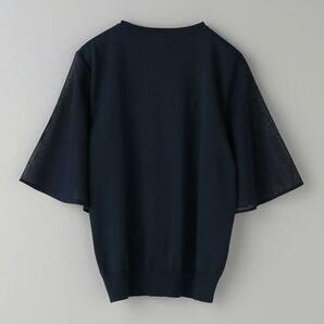 BEAUTY&YOUTH UNITED ARROWS アローズ 23SS コットンオーガンジーフレア6分袖ニットプルオーバー 主役級 ネイビー Free 定価11,550円の画像4