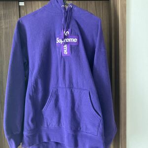 supreme Cross Box Logo Hooded Sweatshirt 紫L