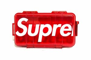 1円●希少●シュプリーム●ペリカンケース●ストレージボックス●クリアレッド×ホワイト●赤 大ロゴ入り カラビナ付き Supreme