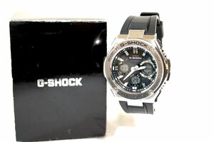 1円●動作OK●カシオ G-SHOCK GST-W110●タフソーラー メンズ腕時計 ブラック×シルバー×ゴールド ラバー クロノグラフ 日付 G-STEEL