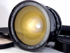 送料無料!! Pentax Super Multi Coated TAKUMAR 6x7 55mm f/3.5 レンズ フード付 美品 人気 完動 SMC ASAHI 67 中判 カメラ MF Camera Lens