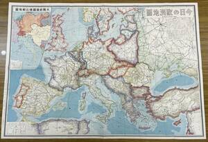 「今日の欧州地図」 大阪毎日新聞 昭和14年 54×78cm★戦前古地図