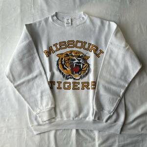 USA MISSOURI TIGERS L トレーナー スウェット カレッジ プリント ホワイト 80s 90s 古着 トリコ ohio チャンピオン リバース ウィーブ