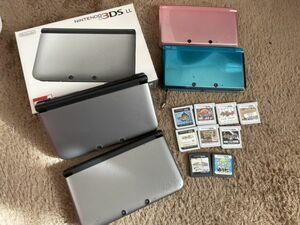 任天堂 3DS LL CTR-001 SPR-S-JPN 本体 4台 モンスターハンター 3G スーパーマリオ 等 ソフト セット まとめて 充電コード付き