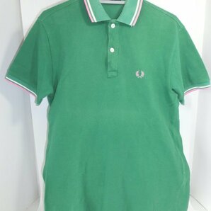 メンズ 半袖ポロシャツ FRED PERRY フレッドベリー緑ポロシャツ M28の画像1