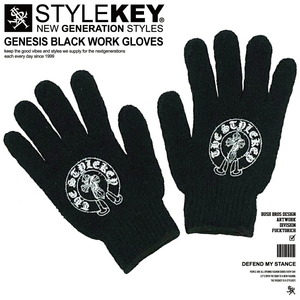 【ワイルドなスト系コーデに】STYLEKEY スタイルキー ワークグローブ GENESIS BLACK WORK GLOVES(SK99-WG01) 軍手 手袋