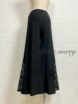 ★送料無料★【MERRY】ワイドパンツ ストレッチパンツ 1132 社交ダンス レース ズボン ベリー フィットネス フレアー ワイド 黒 レッスン_画像3