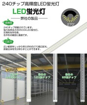 即納 送料込 30本 60W形 直管LED蛍光灯 業界最高 5000lm 1200mm T8 240個素子 昼光色6500K G13 照射角270° AC85-265V 1年保証 学校倉庫D22_画像2