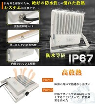 即納 超薄型 ４個 投光器 スイッチ付き LED投光器 100w led作業灯 3mコード 6500K 12000LM IP67 角度調整 AC85-265V 1年保証 送料無料sld_画像6