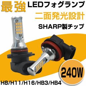 赤字 240W SHARP LEDフォグランプ HB4/HB3 ホワイト 5500k DC12V LEDバルブ 2個セット 即納(F1215)
