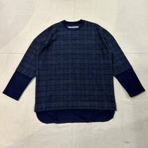 23AW 新品 White Mountaineering ホワイトマウンテニアリング LAYERED CHECK PULLOVER レイヤードウールカットソー_画像1