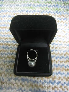 プラチナ Pt900 黒真珠 直径約13ｍｍ 指輪 重さ約6ｇ 中古美品