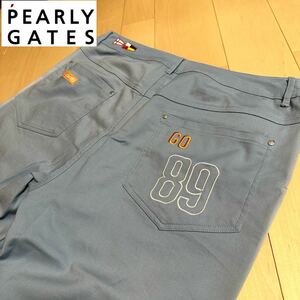 パーリーゲイツ5★ストレッチパンツ メンズ サイズ5 ウエスト84 ロゴ刺繍 高級ゴルフブランド 